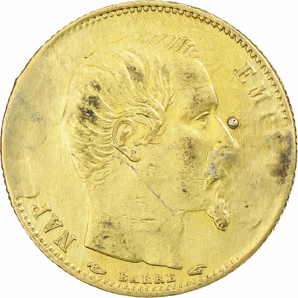France, Napoleon III, 5 Francs, 1854, Paris, tranche cannelée, Gold, 