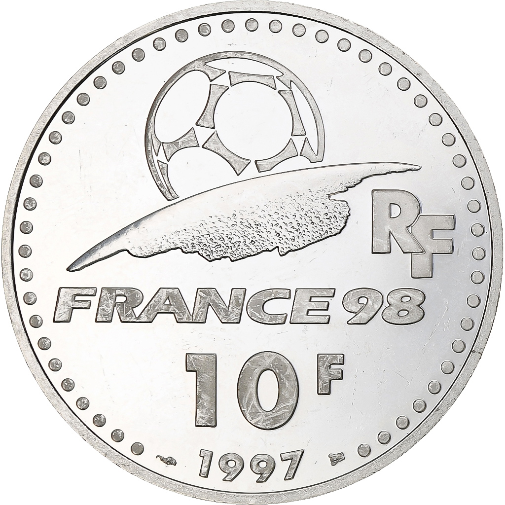 France, 10 Francs, France 98, Allemagne, 1997, Monnaie de Paris, BE, Silver