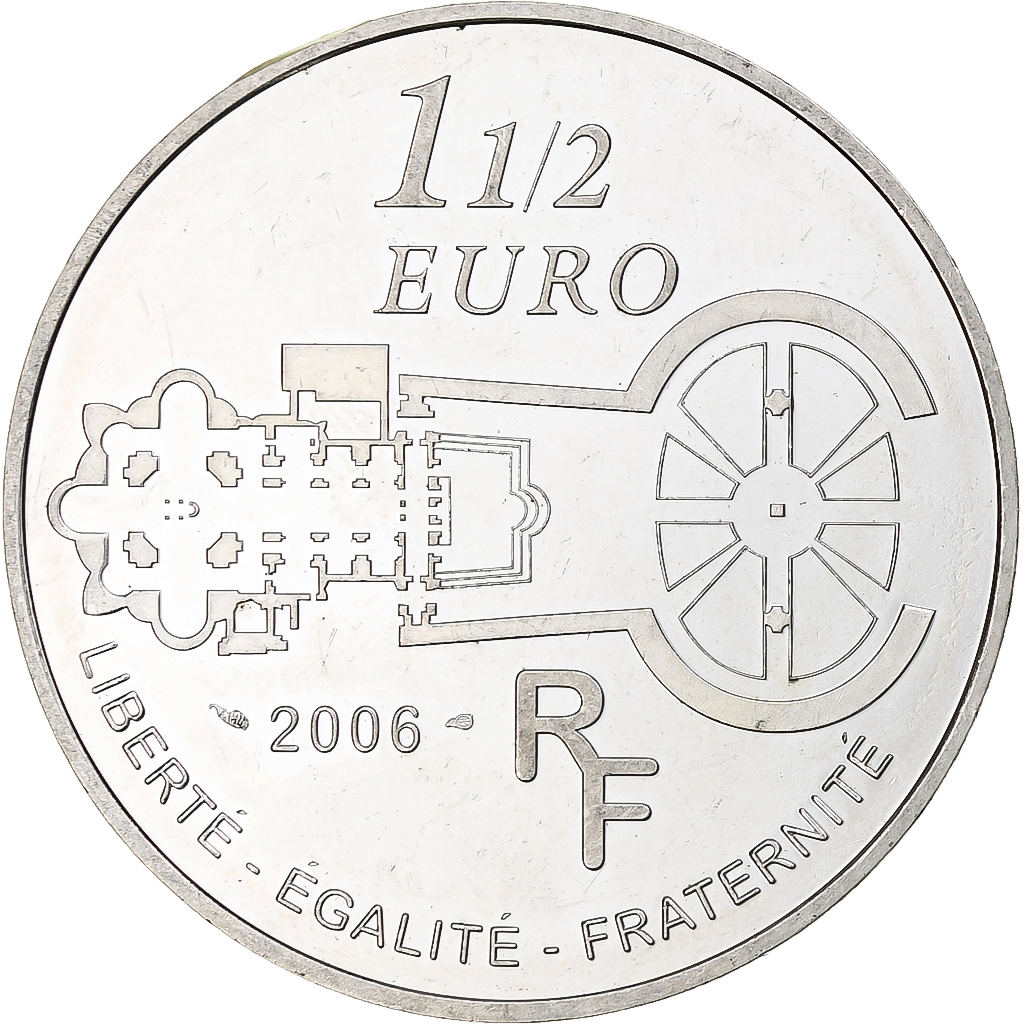 Frankreich, 1 1/2 Euro, Basilique Saint-Pierre, 2006, Monnaie de Paris, BE, VZ+