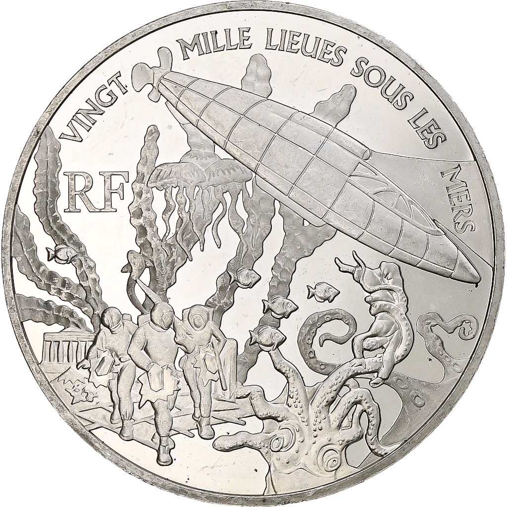 France, 1 1/2 Euro, Jules Verne, 2005, Monnaie de Paris, BE, , Silver