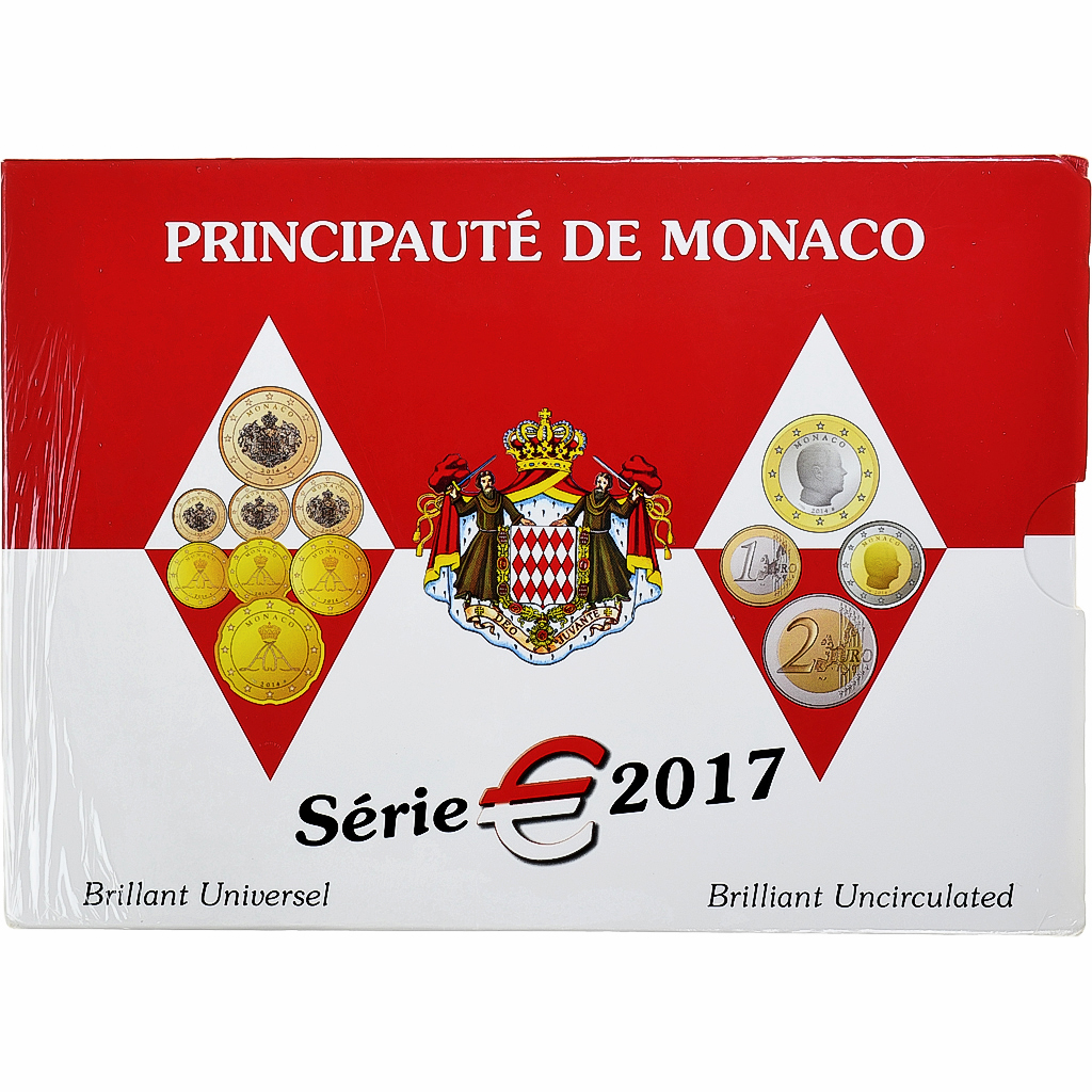 Monaco, Albert II, Coffret 1c. à 2€, 2017, Monnaie de Paris, STGL
