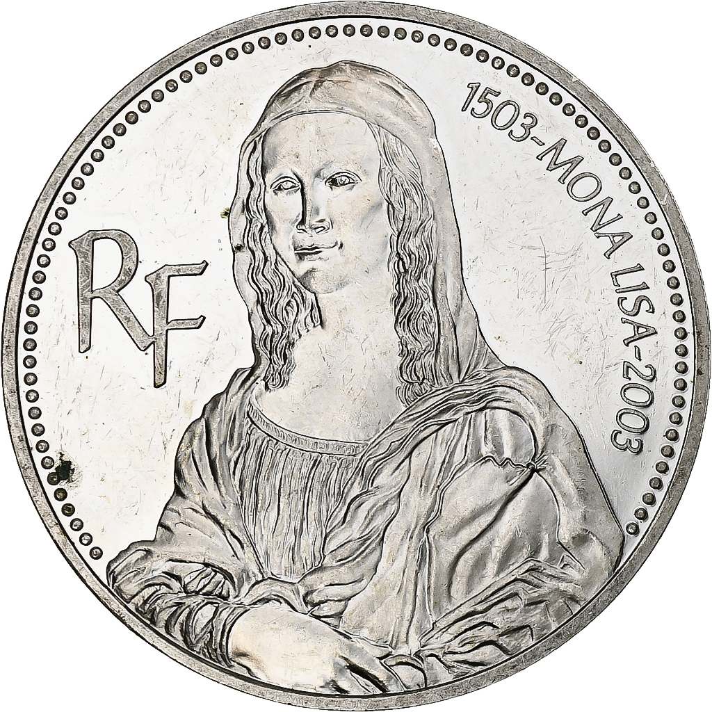 France, 1 1/2 Euro, Mona Lisa, 2003, Monnaie de Paris, BE, , Silver