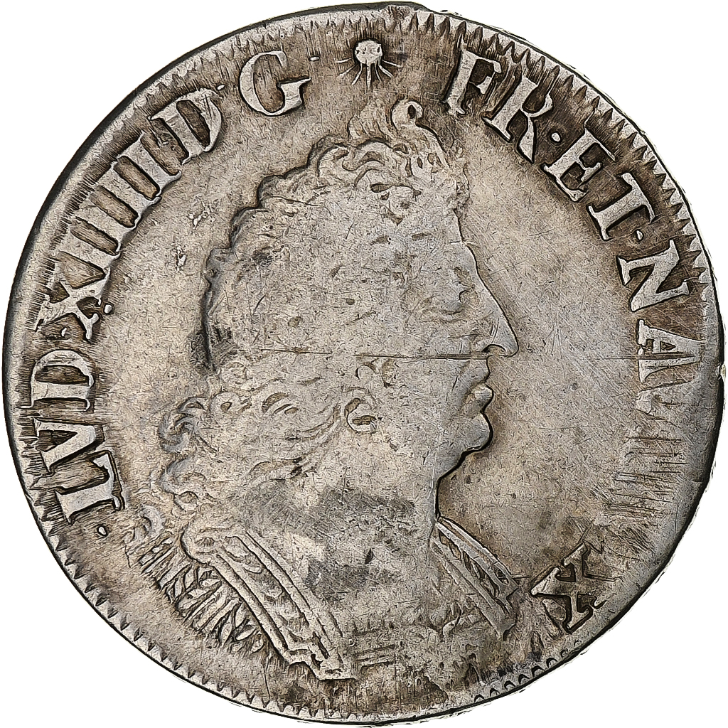 France, Louis XIV, 1/2 Ecu aux palmes, 1694, Lille, Flan neuf, Silver