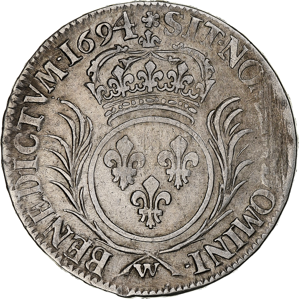 France, Louis XIV, 1/2 Ecu aux palmes, 1694, Lille, Flan neuf, Silver