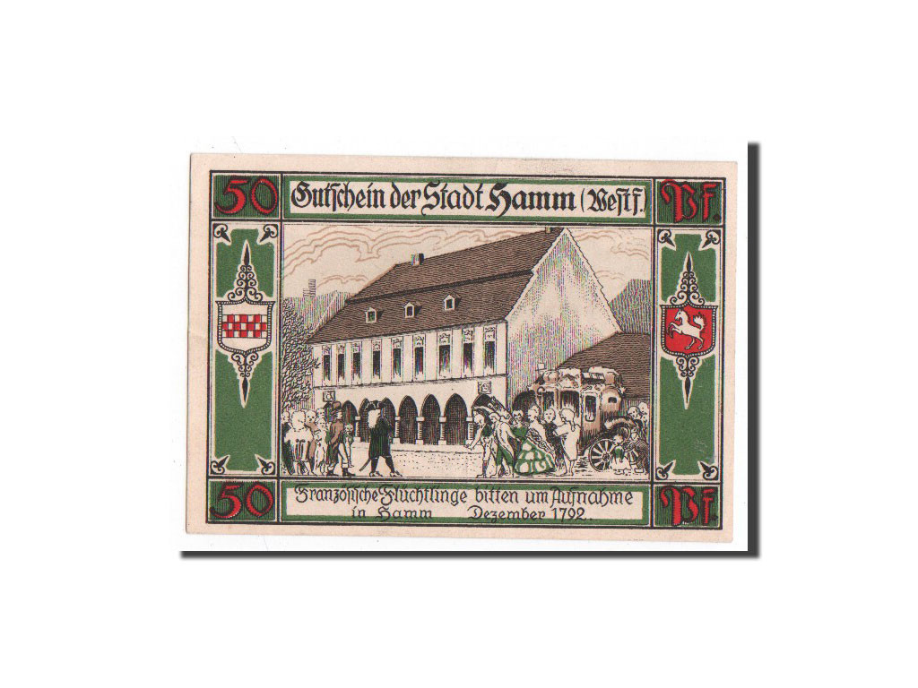 Billet, Allemagne, Hamm, 50 Pfennig, vert, 1921, 1921-10-01, NEUF, Mehl:568.4