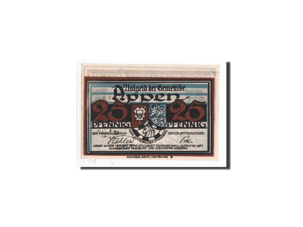 Billet, Allemagne, appen, 25 Pfennig, arbre, O.D, Undated, NEUF, Mehl:39.1