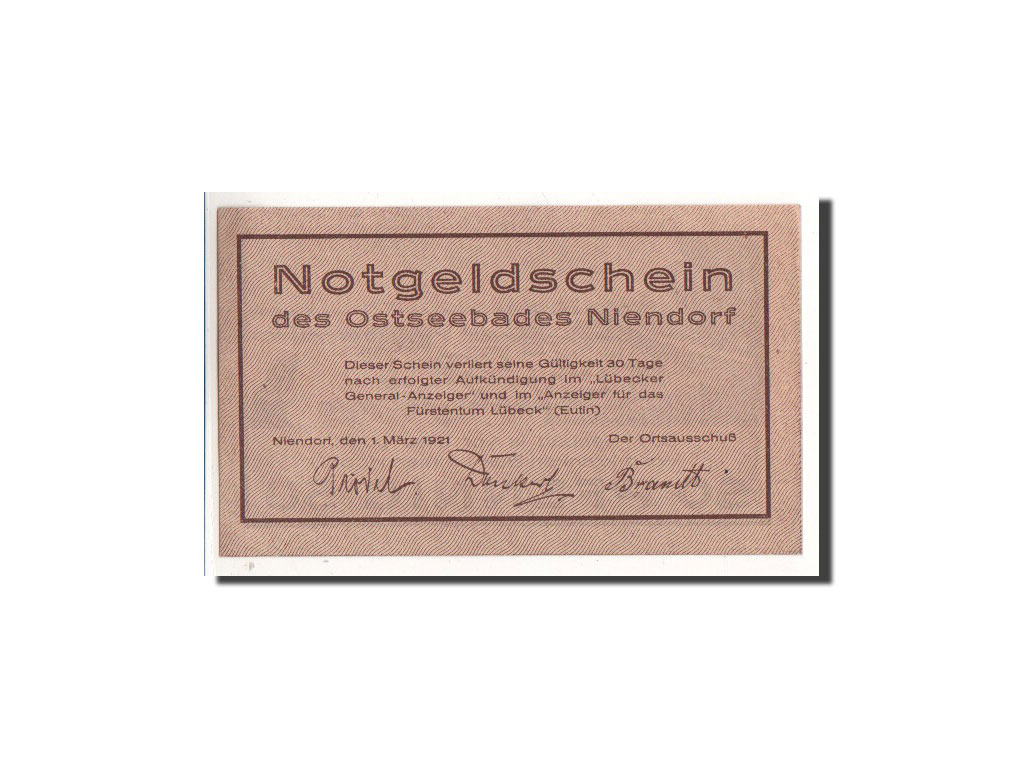 Billete, Alemania, Niendorf, 50 Pfennig, Port, 1921, 1921-03-01, UNC, Mehl:974.1