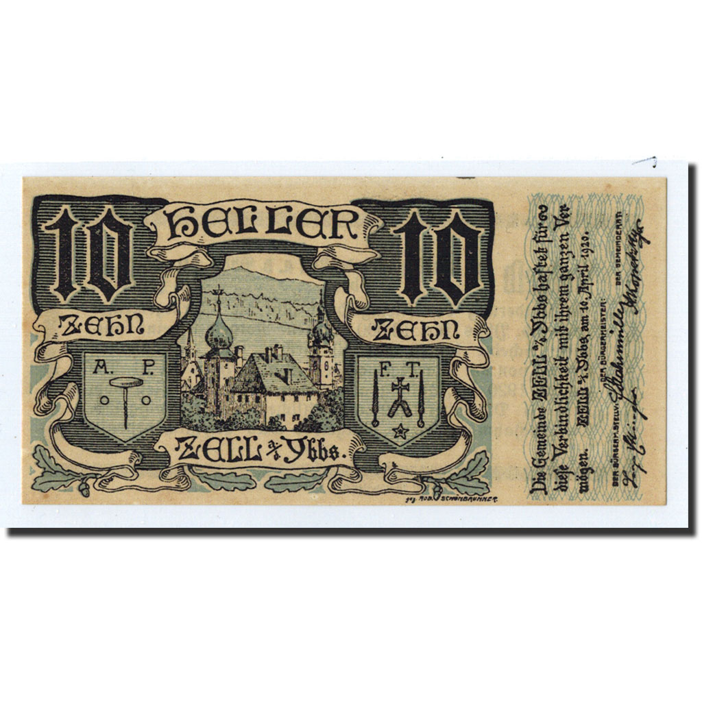 Billete, Austria, Zell a/d Ybbs, 10 Heller, village, 1920, 1920-04-10, SC