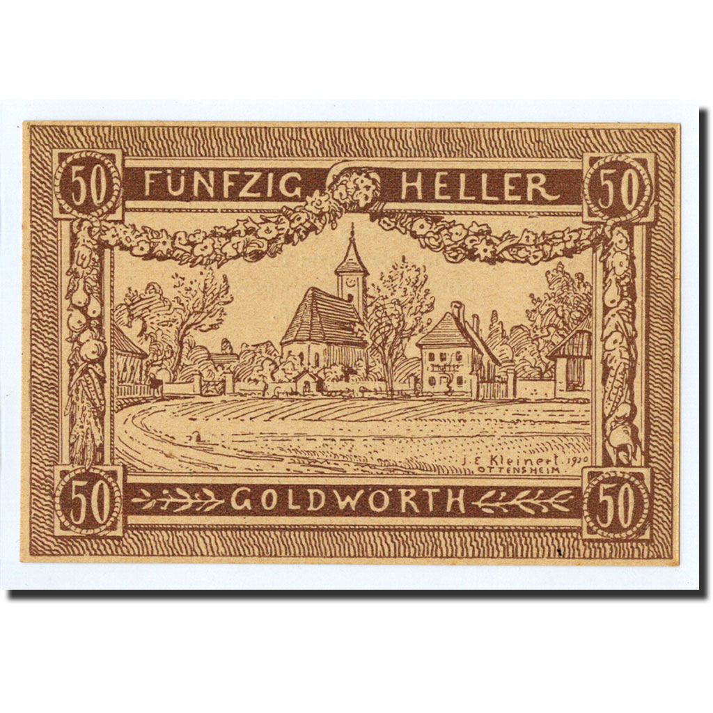 Billete, Austria, Goldwörth, 50 Heller, paysage, Undated, Undated, UNC