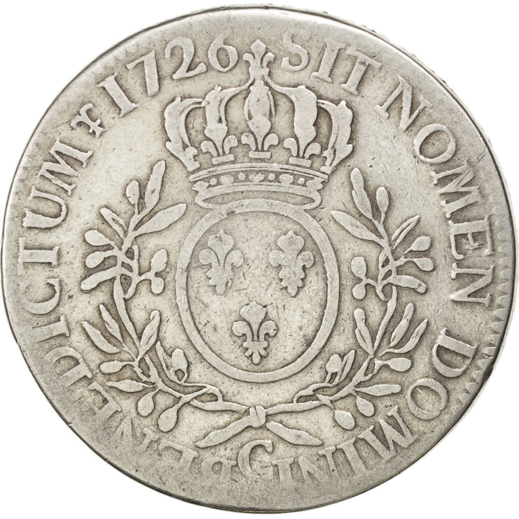 Coin, France, Louis XV, Écu aux branches d'olivier, Ecu, 1726, Caen, 