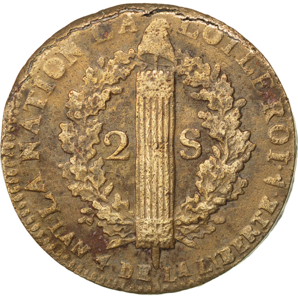 Coin, France, 2 Sols, 1793, Arras, , Bronze, Gadoury:25