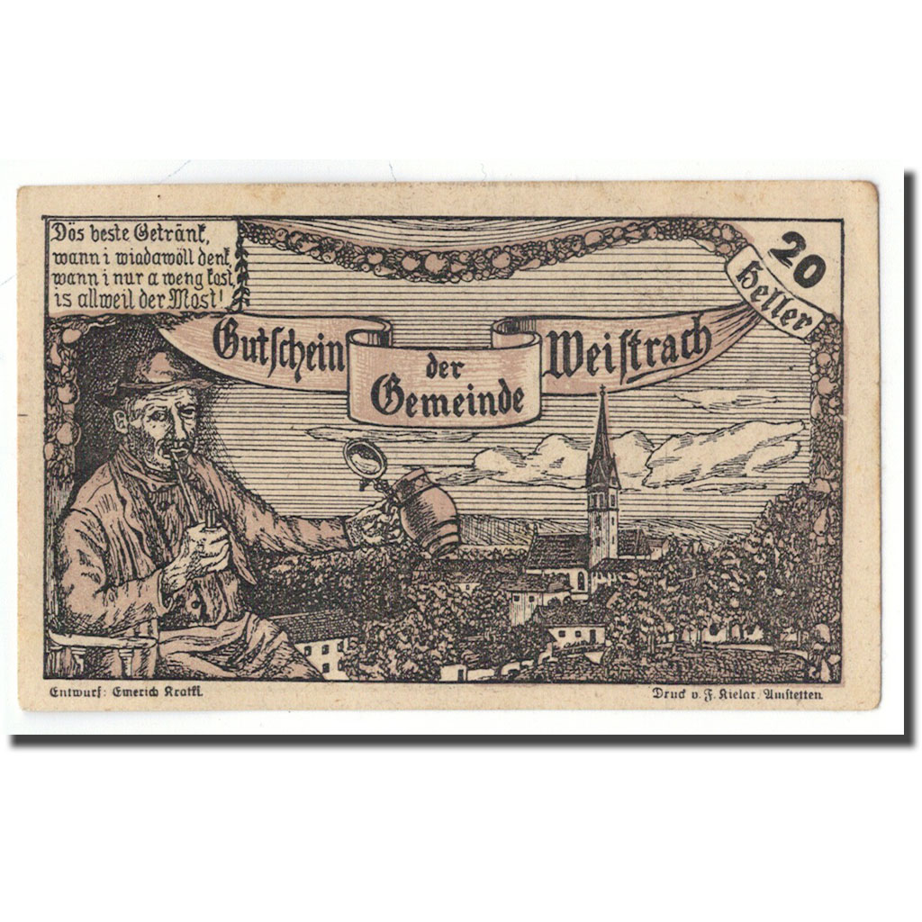 Billete, Austria, Weistrach, 20 Heller, paysage, 1920, SC, Mehl:FS 1161c