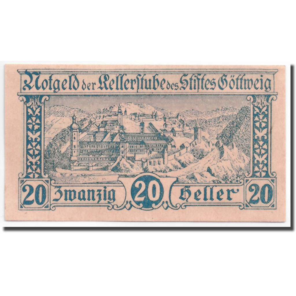 Billete, Austria, Göttweig, 20 Heller, rempart, 1920, 1920-12-01, SC, Mehl:245