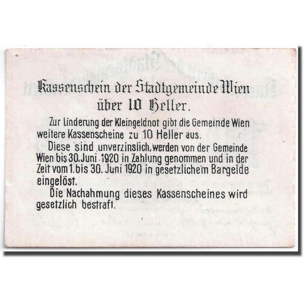 Billete, Austria, Vienne, 10 Heller, château, 1920, 1920-06-30, SC