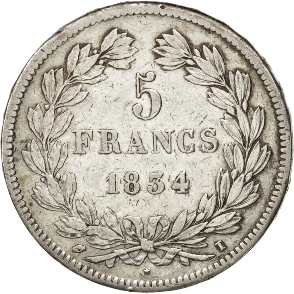 Coin, France, Louis-Philippe, 5 Francs, 1834, Limoges, , Silver