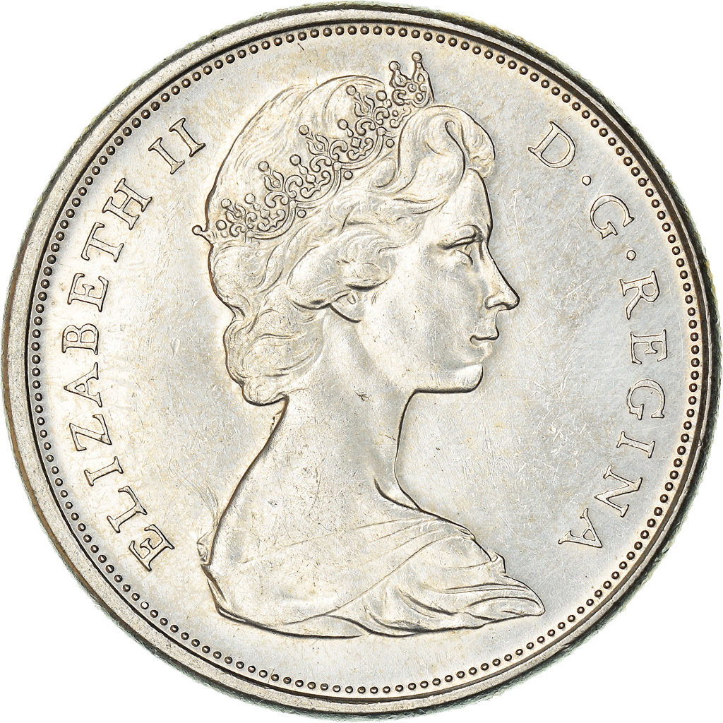 Coin, Canada, Elizabeth II, 50 Cents, 1965, Royal Canadian Mint, Ottawa