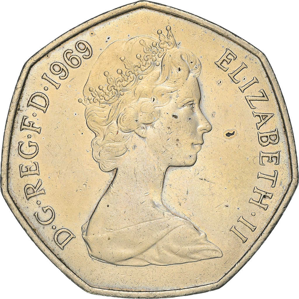 Moneda, Gran Bretaña, Elizabeth II, 50 New Pence, 1969, EBC, Cobre - níquel