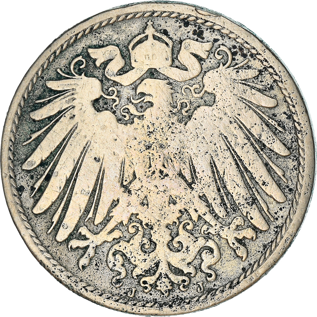 Moneda, ALEMANIA - IMPERIO, Wilhelm II, 10 Pfennig, 1907, Stuttgart, BC, Cobre -