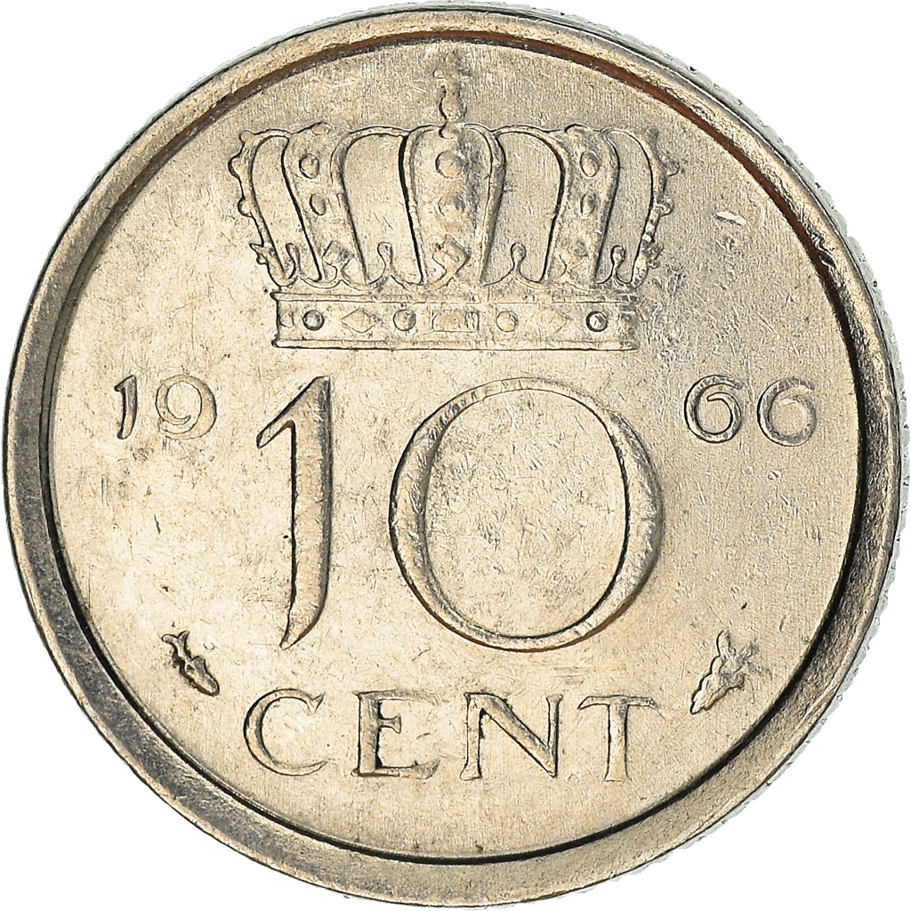 Coin, Netherlands, Juliana, 10 Cents, 1966, , Nickel, KM:182