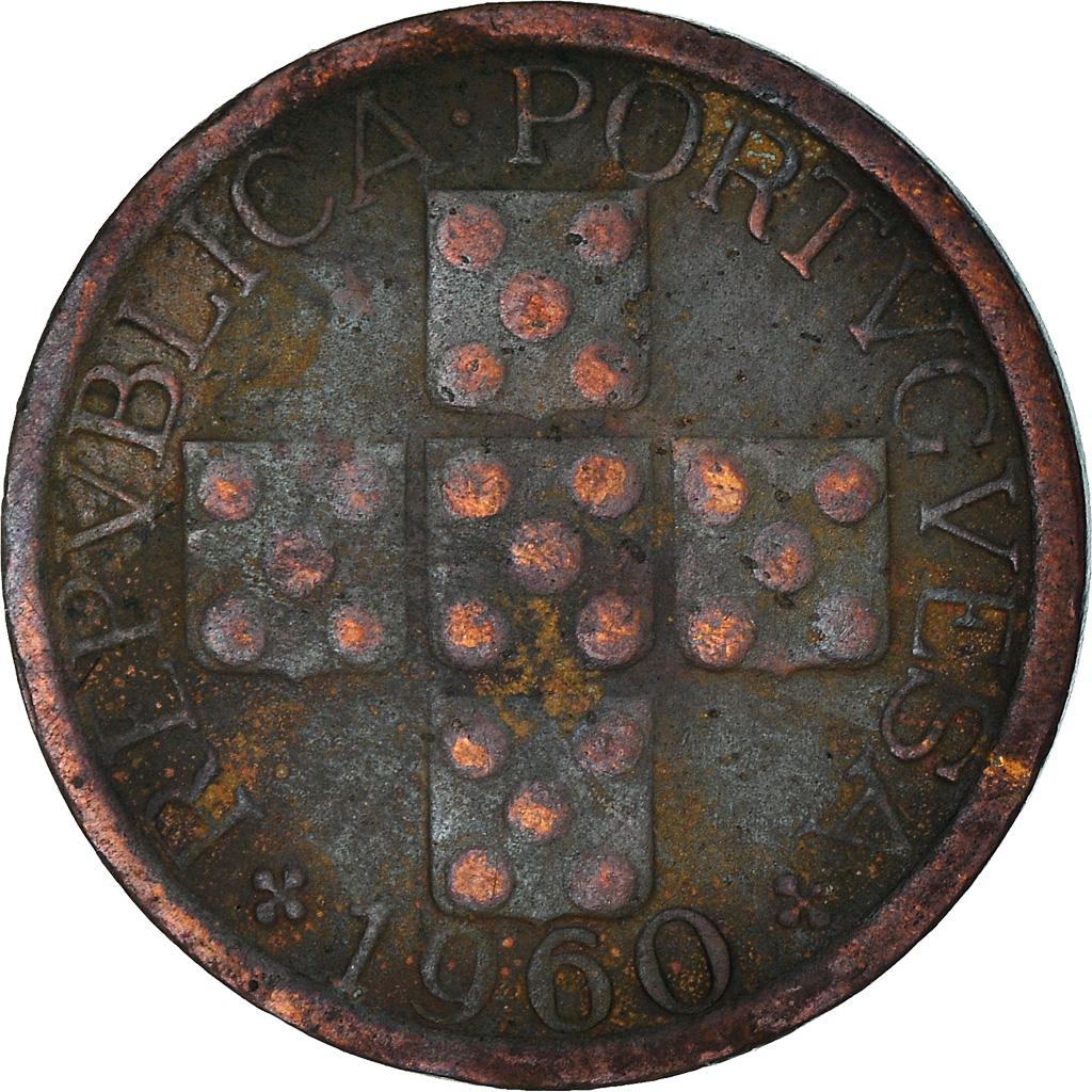 Moneda, Portugal, 10 Centavos, 1960, BC+, Bronce, KM:583