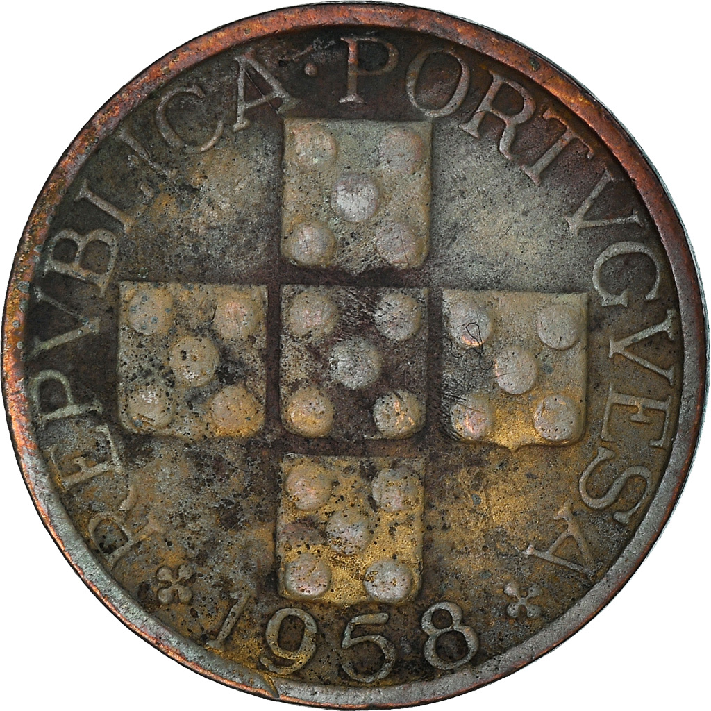 Moneda, Portugal, 10 Centavos, 1958, BC+, Bronce, KM:583