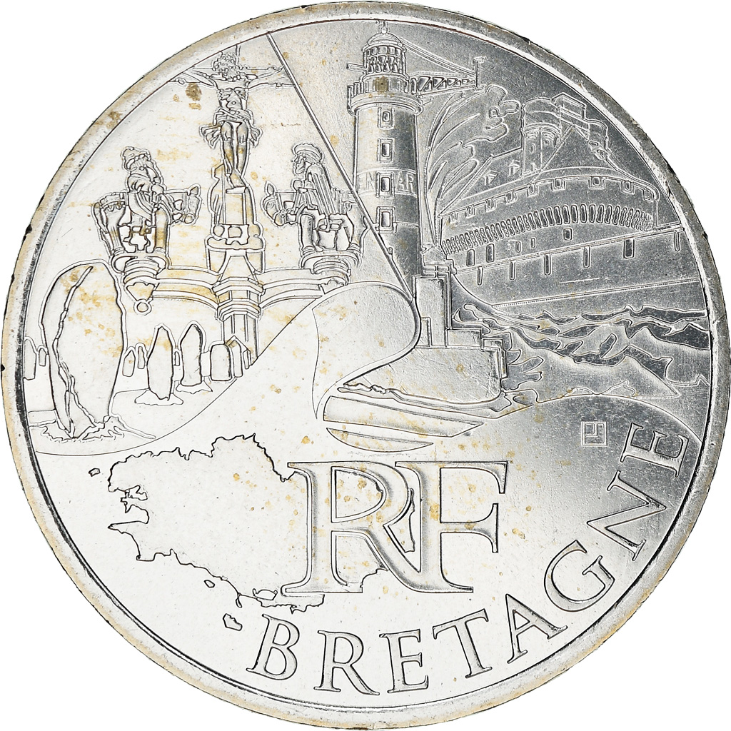 France, 10 Euro, Bretagne, 2011, , Silver