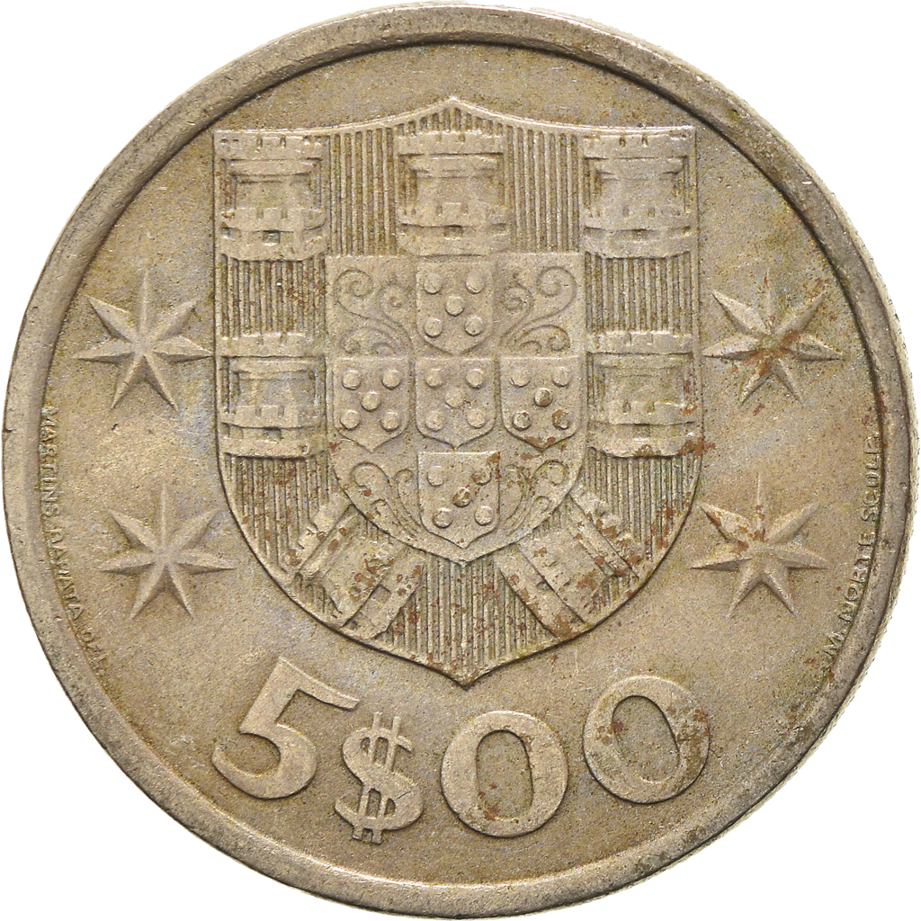 Coin, Portugal, 5 Escudos, 1977, , Copper-nickel, KM:591