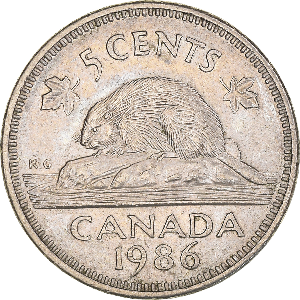 Coin, Canada, Elizabeth II, 5 Cents, 1986, Royal Canadian Mint, Ottawa