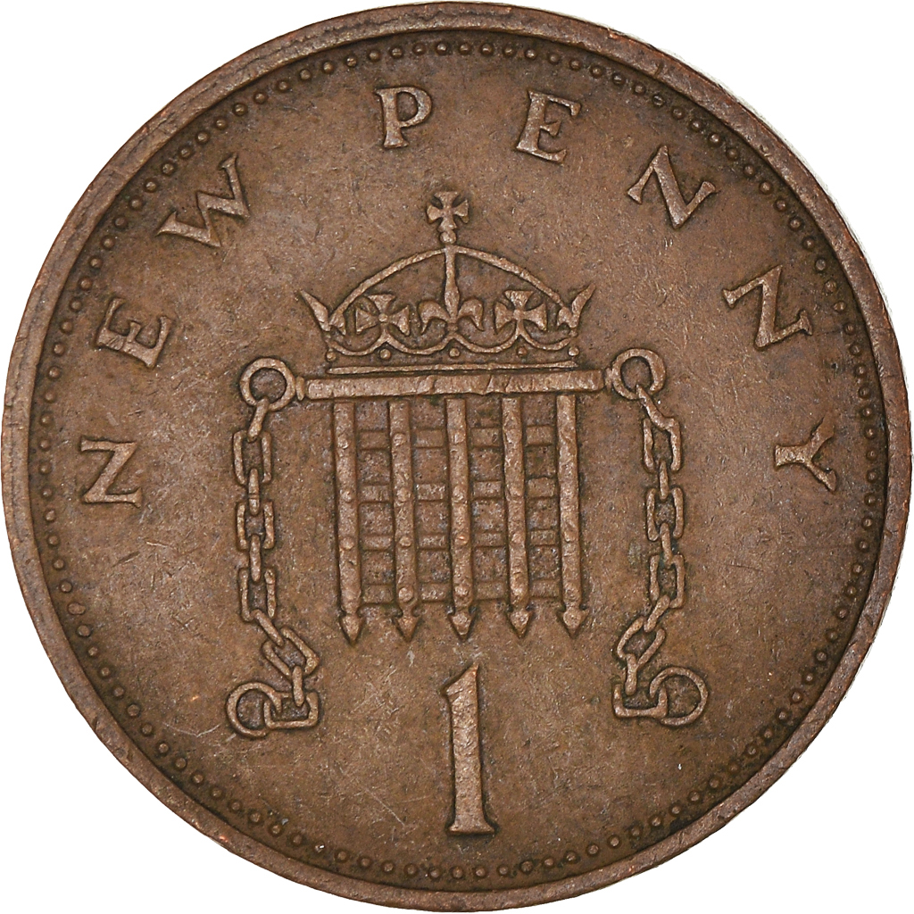 366851] Coin, Great Britain, Elizabeth II, New Penny, 1974, EF(40