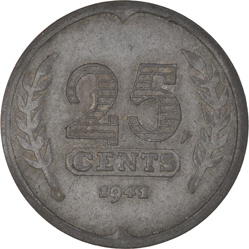 Coin, Netherlands, Wilhelmina I, 25 Cents, 1941, , Zinc, KM:174