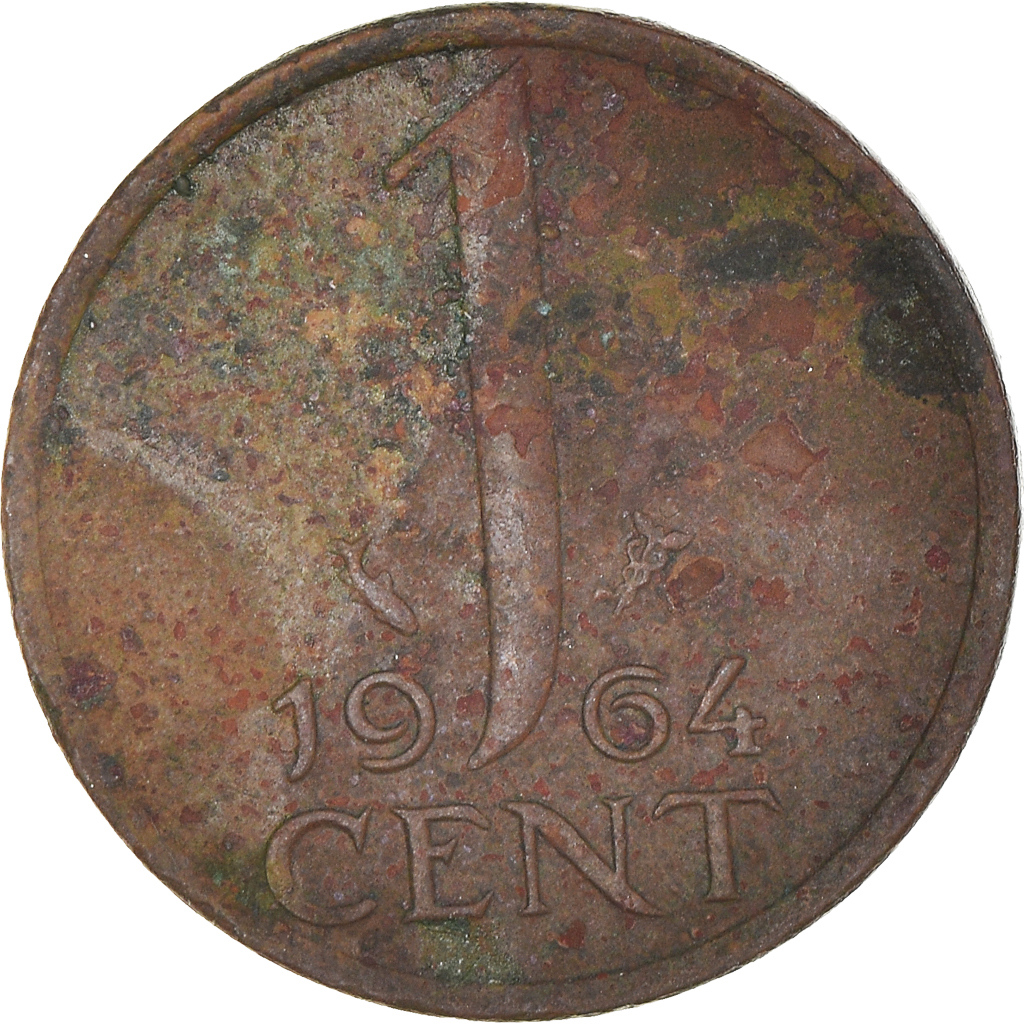 Moneda, Países Bajos, Juliana, Cent, 1964, BC, Bronce, KM:180
