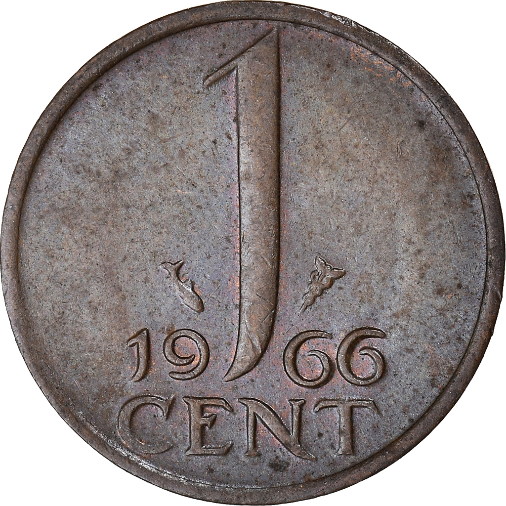 Coin, Netherlands, Juliana, Cent, 1966, , Bronze, KM:180