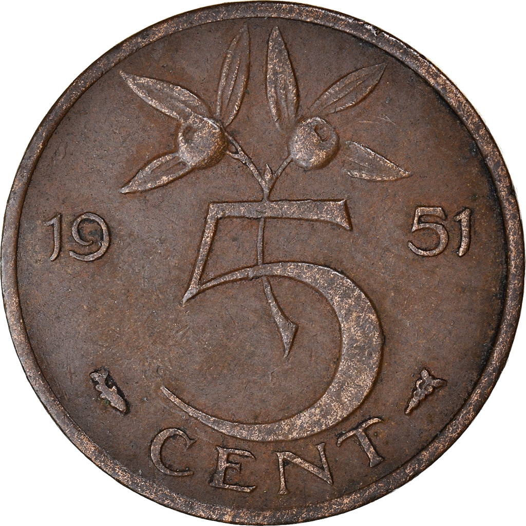 Coin, Netherlands, Juliana, 5 Cents, 1951, , Bronze, KM:181
