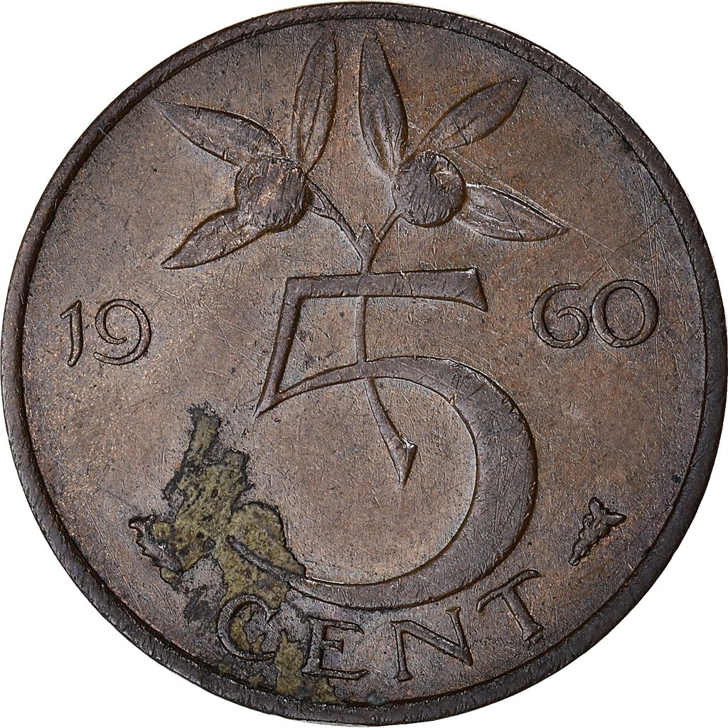 Coin, Netherlands, Juliana, 5 Cents, 1960, , Bronze, KM:181