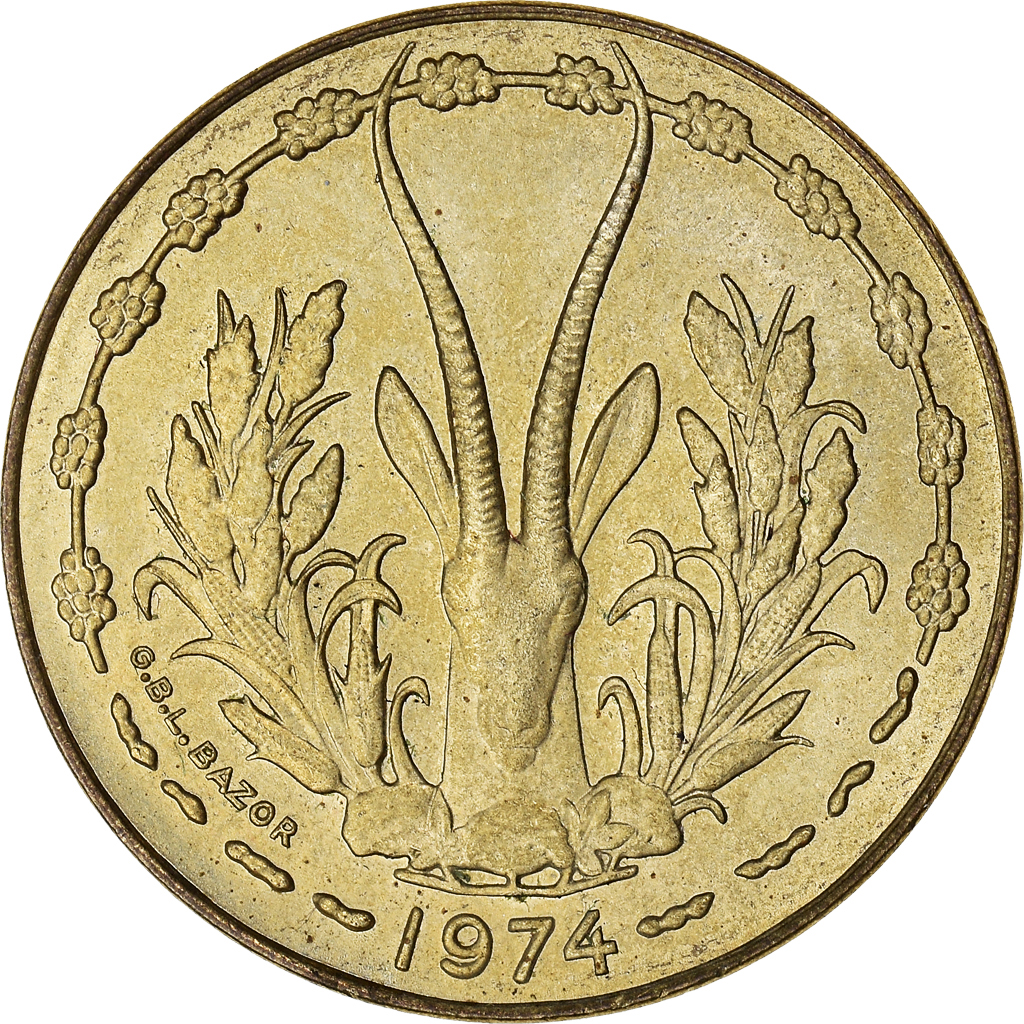 Coin, West African States, 10 Francs, 1974, , Aluminum-Nickel-Bronze