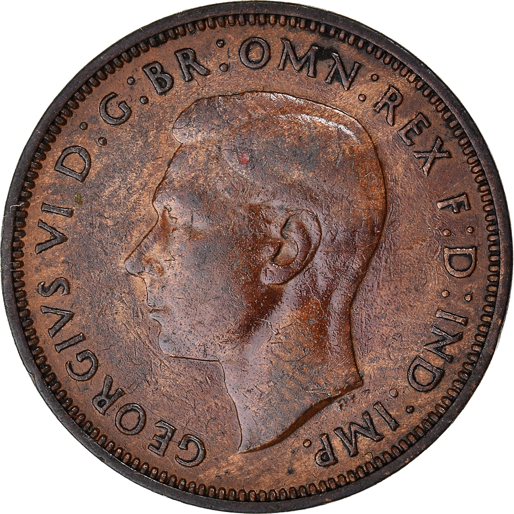 Coin, Great Britain, George VI, 1/2 Penny, 1945, , Bronze, KM:844