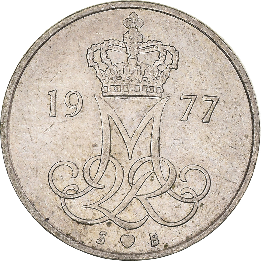 Coin, Denmark, Margrethe II, 10 Öre, 1977, Copenhagen, European Coins