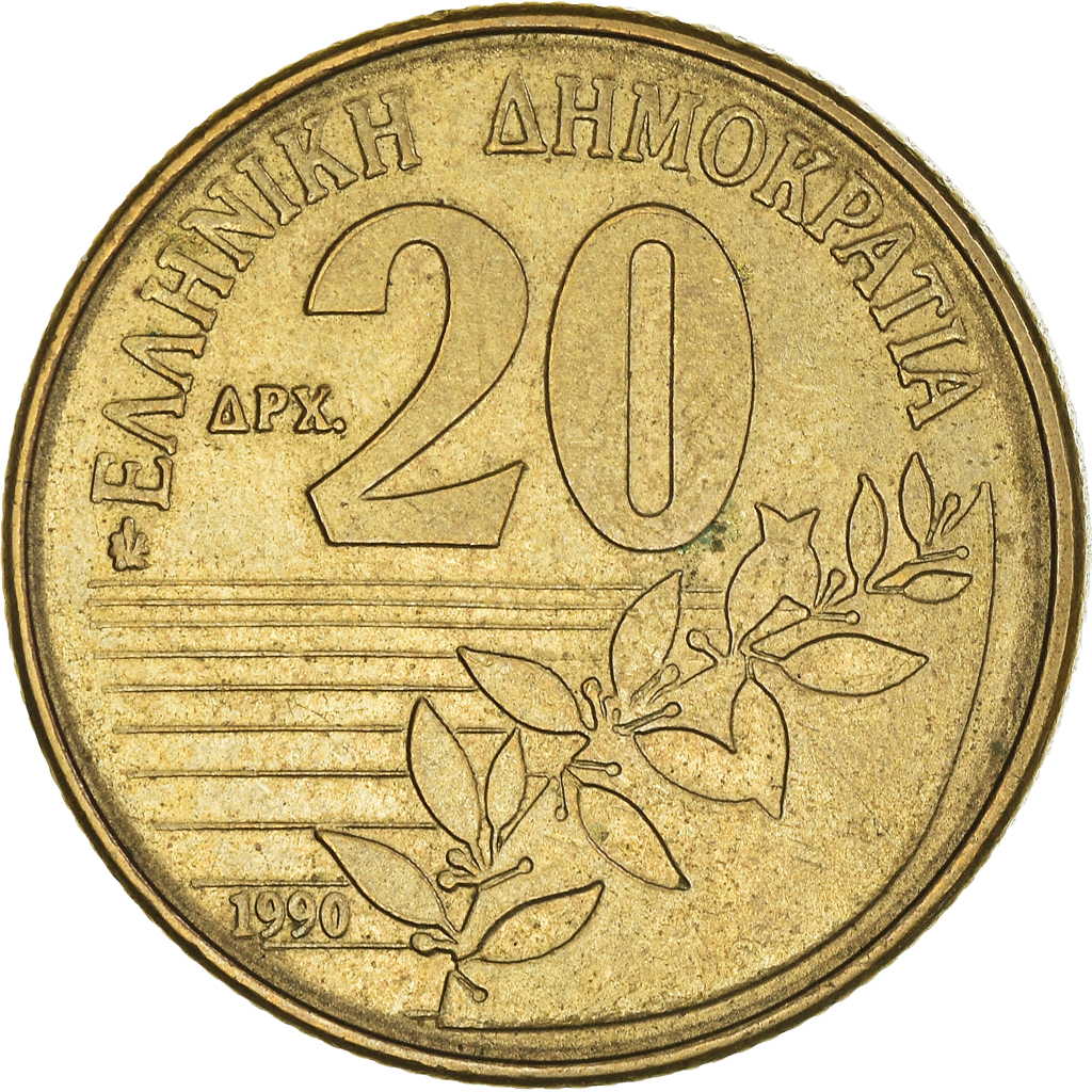 Coin, Greece, 20 Drachmes, 1990, , Aluminum-Bronze, KM:154
