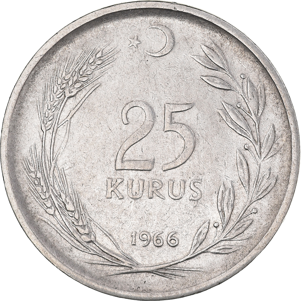 Coin, Turkey, 25 Kurus, 1966, , Stainless Steel, KM:892.3