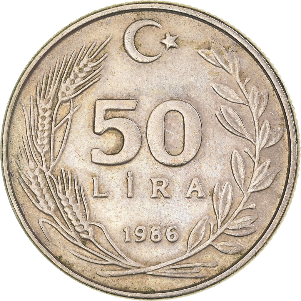 Coin, Turkey, 50 Lira, 1986, , Copper-Nickel-Zinc, KM:966