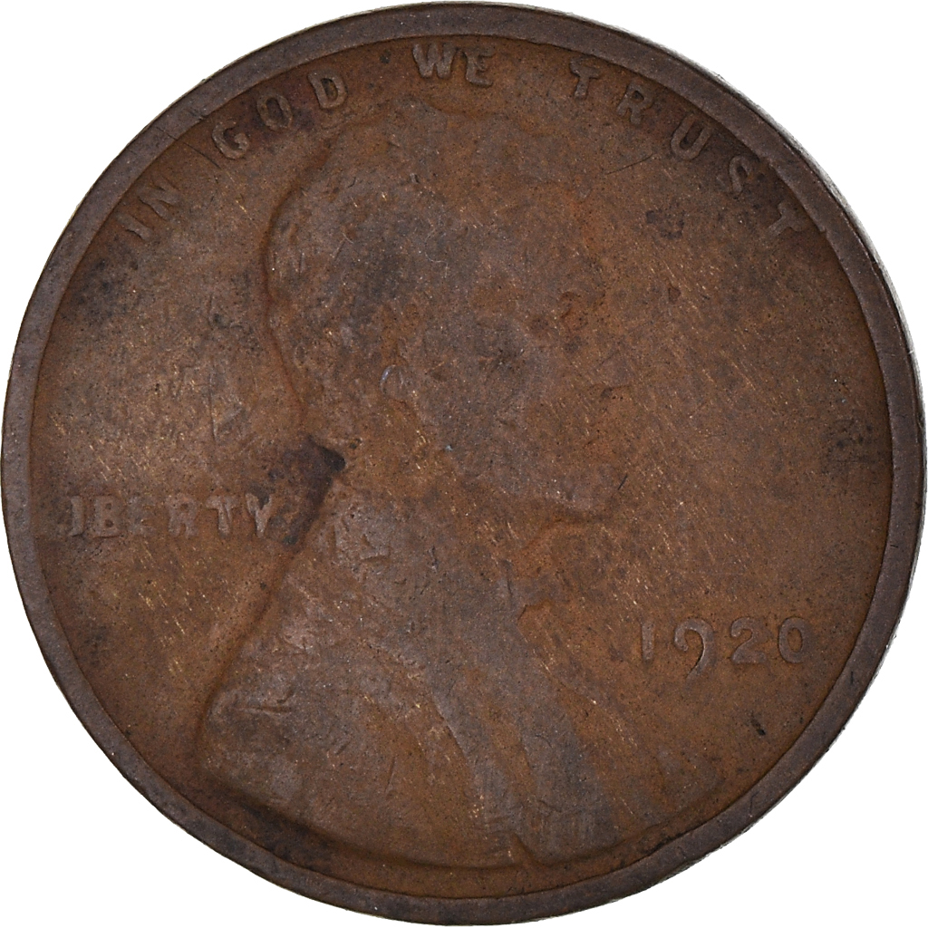 Moneda, Estados Unidos, Lincoln Cent, Cent, 1920, U.S. Mint, Philadelphia, BC+