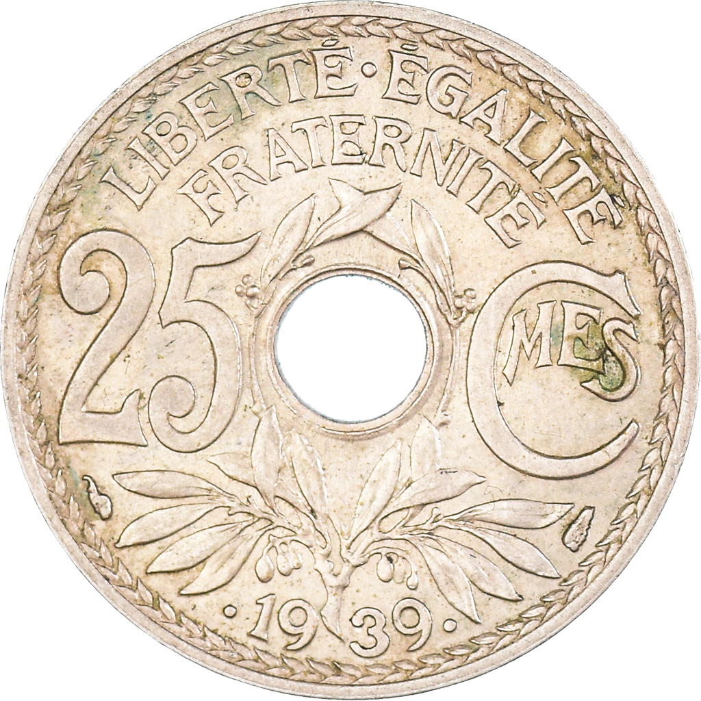 Moneda, Francia, Lindauer, 25 Centimes, 1939, MBC+, Níquel - bronce, KM:867b