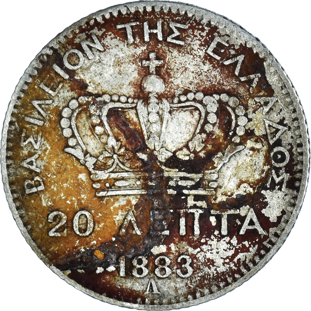 Coin, Greece, George I, 20 Lepta, 1883, Paris, , Silver, KM:44