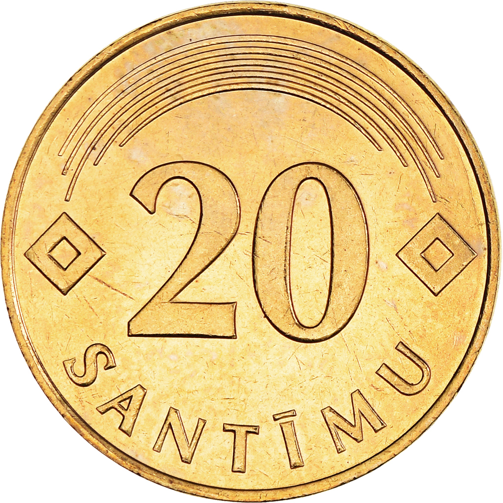 Moneda, Letonia, 20 Santimu, 1992, SC+, Níquel - latón, KM:22.1