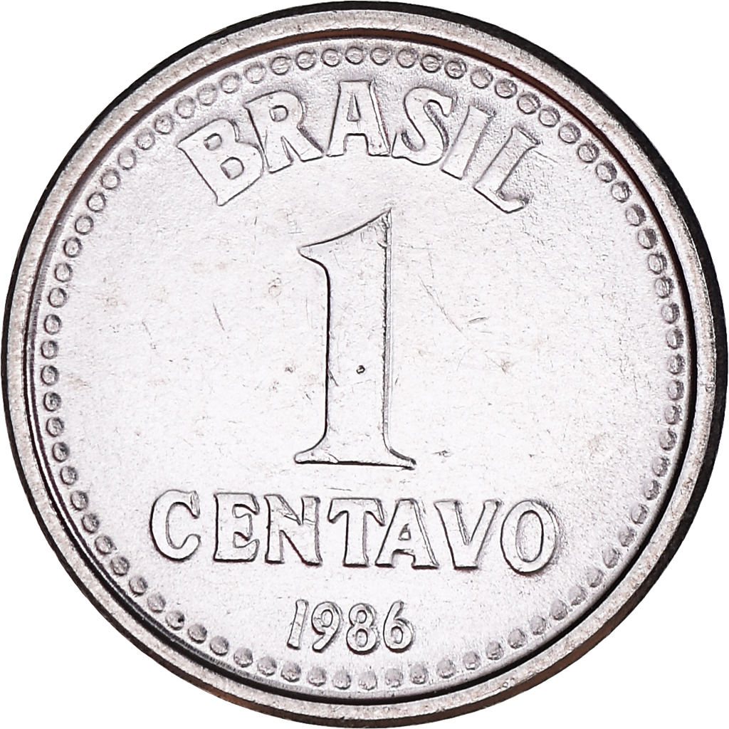 Moneda, Brasil, Centavo, 1986, SC+, Acero inoxidable, KM:600