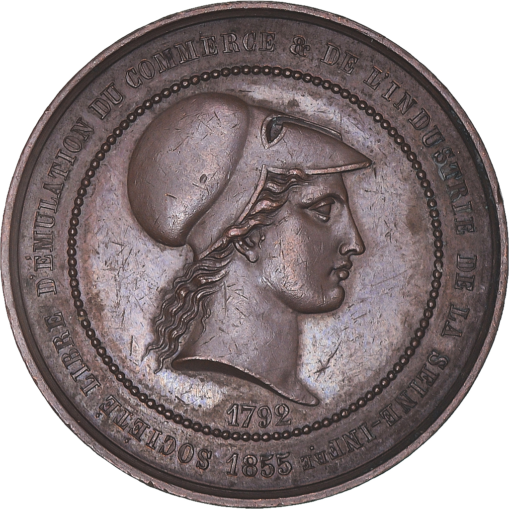France, Medal, Société d'Emulation, Commerce et Industrie, Seine Inf., 1855