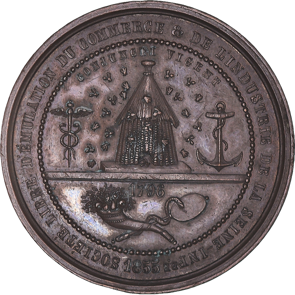 France, Medal, Société d'Emulation, Commerce et Industrie, Seine Inf., 1855