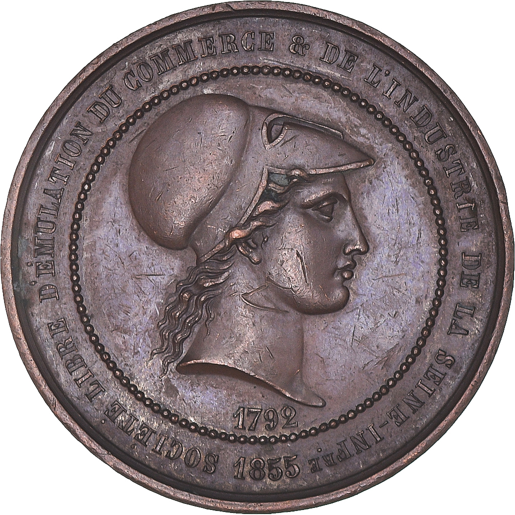 France, Medal, Société d'Emulation, Commerce et Industrie, Seine Inf., 1855