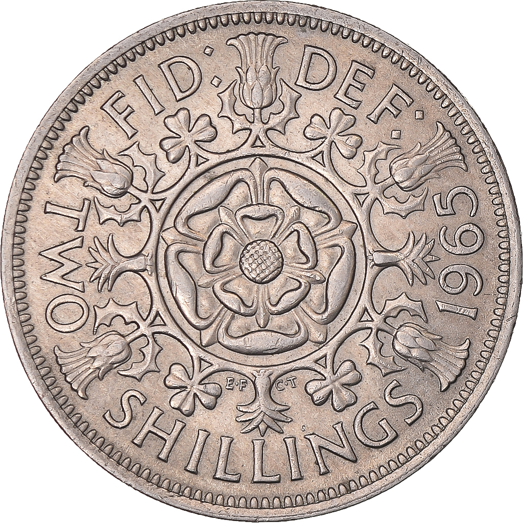 Coin, Great Britain, Elizabeth II, Florin, Two Shillings, 1965, 