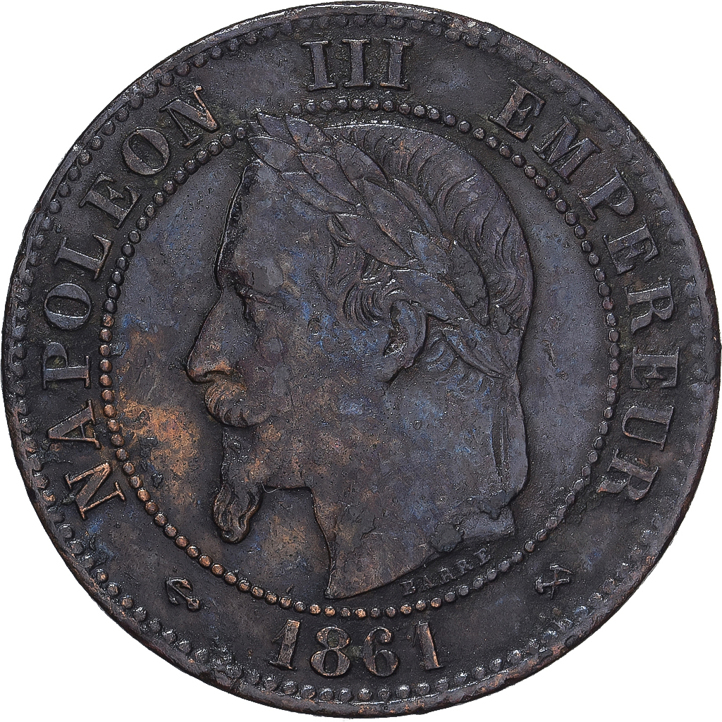 Coin, France, Napoléon III, 2 Centimes, 1861, Bordeaux, , Bronze